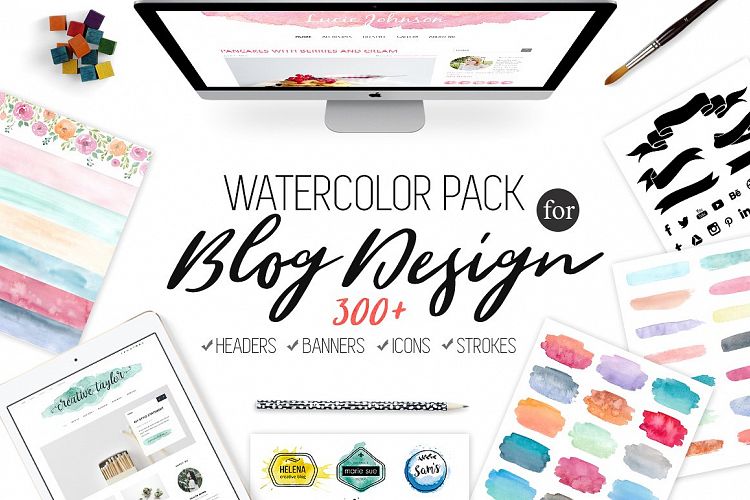Watercolor Pack for Blog Design