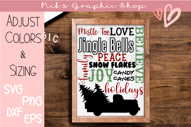 Christmas Svg, Christmas Collage Svg, Truck Svg, Joy Svg