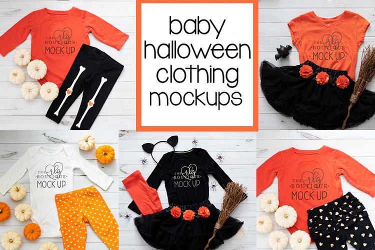 baby halloween clothing mockups