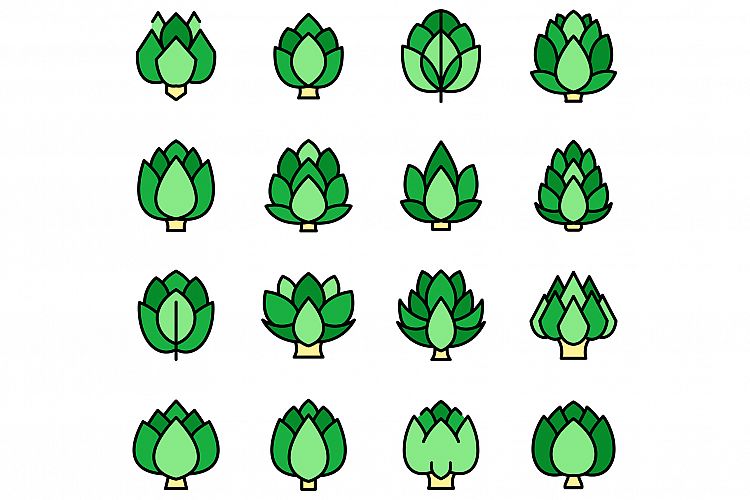 Artichoke icons set vector flat example image 1