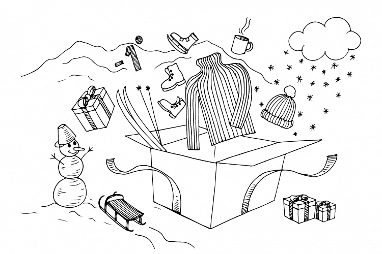 winter elements hand drawing vector