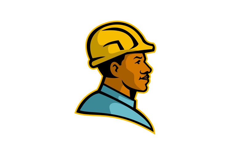 African American Construction Worker Mascot