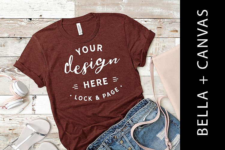 Heather Clay Bella Canvas 3001 T Shirt Mockup