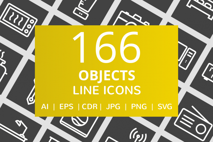 166 Objects Line Inverted Icons