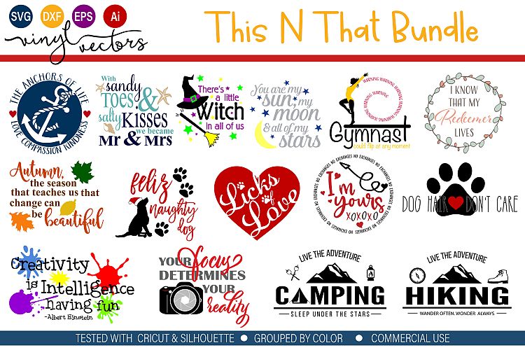 This N That Bundle of 15 cut Ready designs SVG DXF EPS Ai