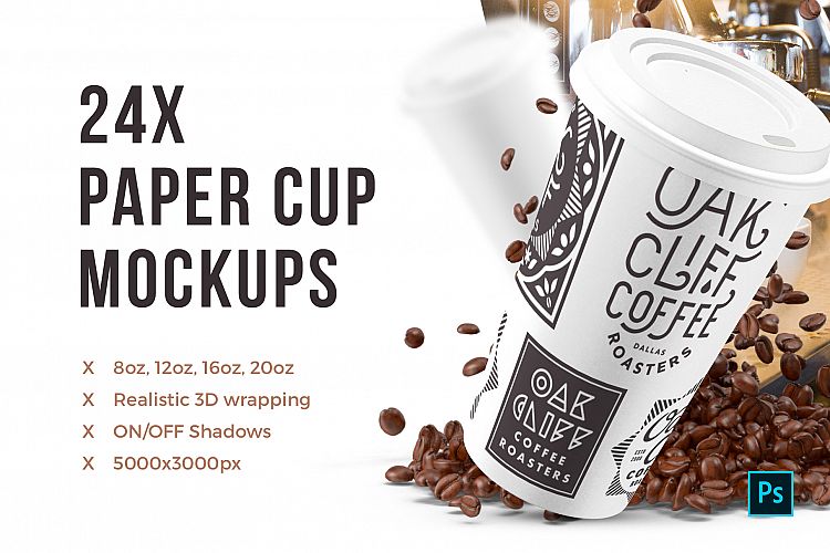 24x Paper Cups Mockups