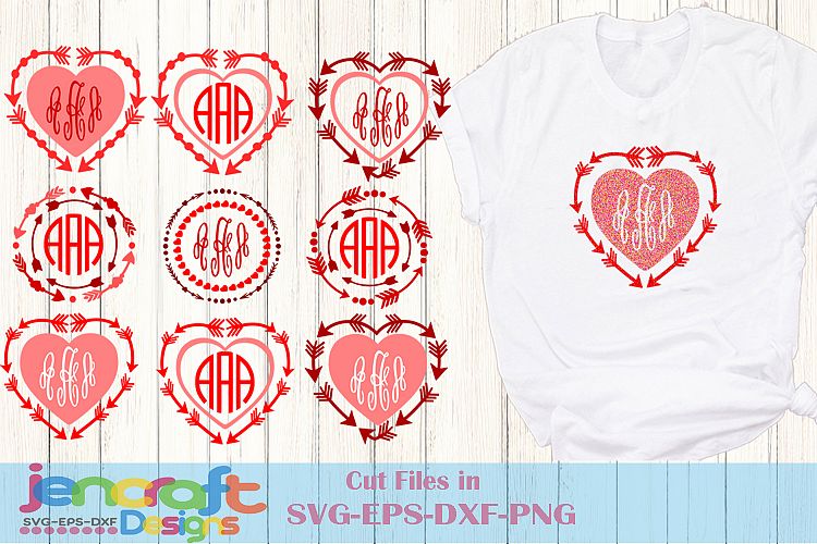 Valentines SVG - Arrow Valentine monogram SVG Frames