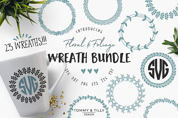 Wreath Bundle - SVG DXF PNG EPS JPG PDF Cutting File