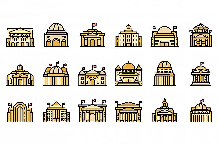 Parliament icons set vector flat example image 1