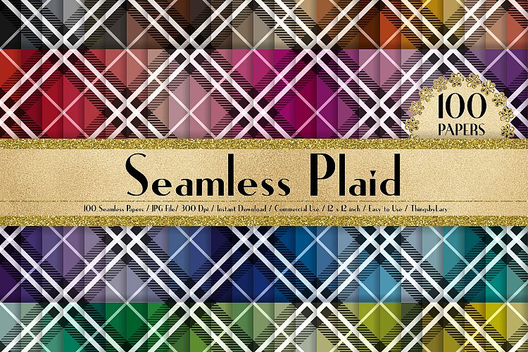 100 Seamless Plaid Pattern Digital Paper 12 x 12 inch