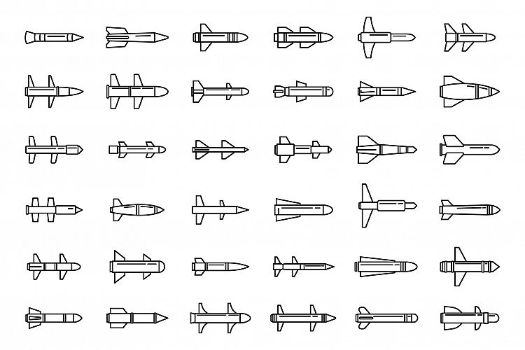 Air missile attack icons set, outline style example image 1