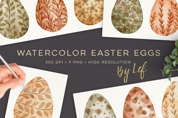 Watercolor Easter Eggs graphics clipart
