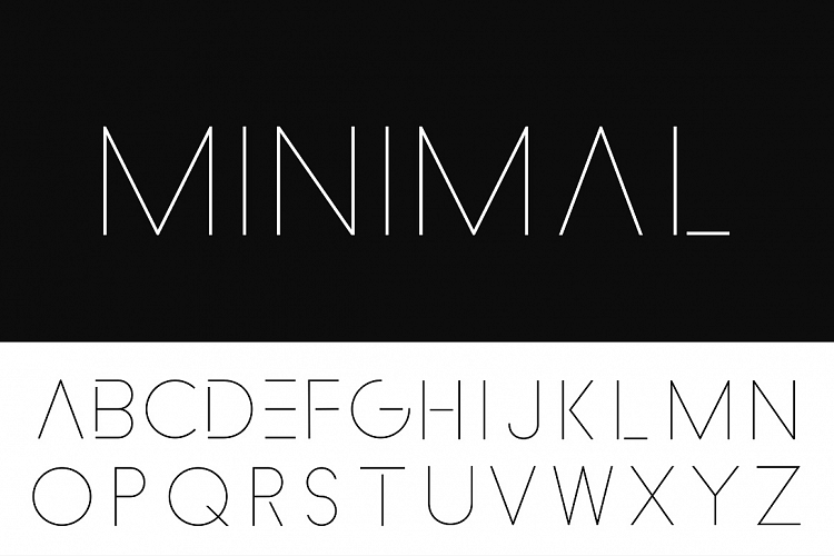 Minimalistic font. Thin design.