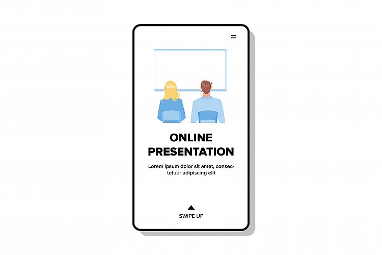 Online Presentation Watch Couple On Screen Vector example image 1