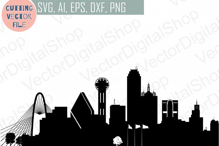 Dallas Skyline Vector, USA city, SVG, JPG, PNG, DWG, CDR, EPS, AI