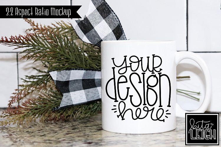 Pine with Buffalo Check 11 oz Mug Mockup