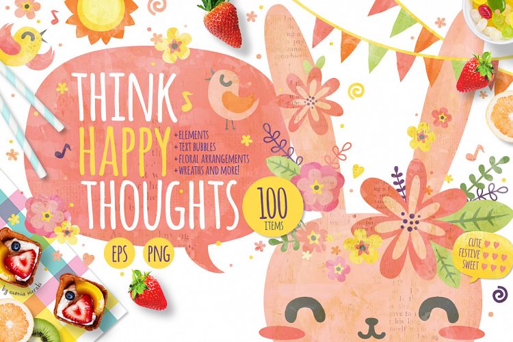 Think Happy Thoughts - Cute Bunny Set