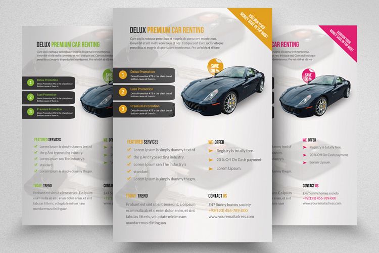 Rent A Car Business Flyer Template