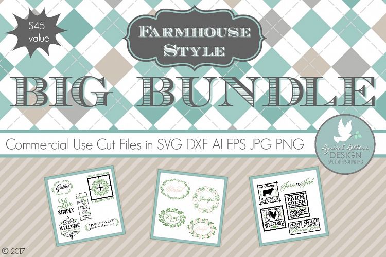 Farmhouse Style Big Bundle LLBB002 Cut files in SVG DXF EPS AI JPG PNG