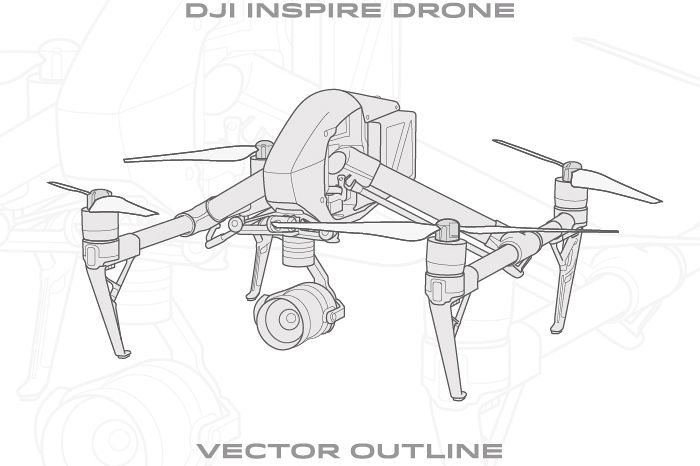 DJI Inspire Drone - Vector Outlines