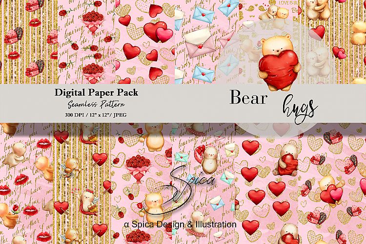 Bear hugs digital paper