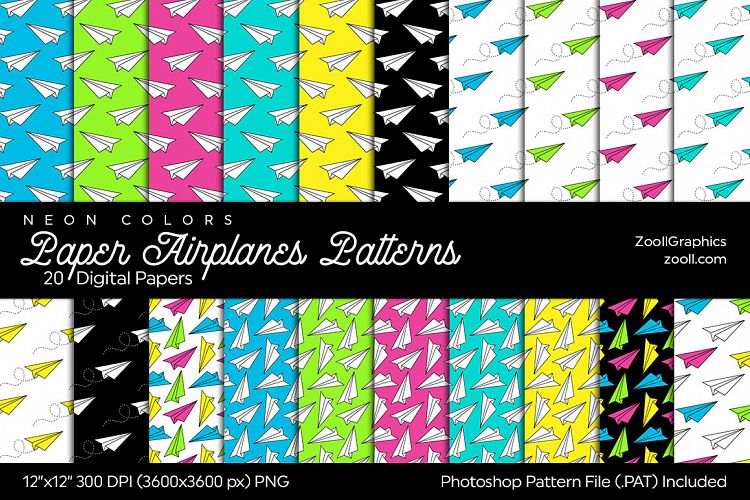 Paper Airplanes Digital Papers Neon