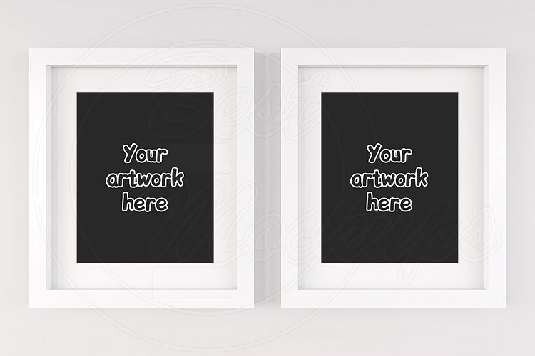 Set of 2 frames mockup white matt