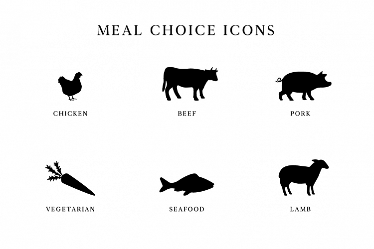 Wedding Meal Choice Icons Clipart