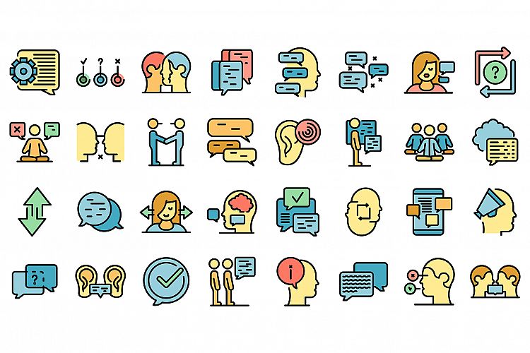 Discussion icons set vector flat example image 1
