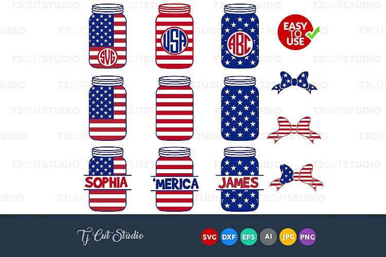 4th of July Mason Jar SVG, Independence day svg, Files for Silhouette