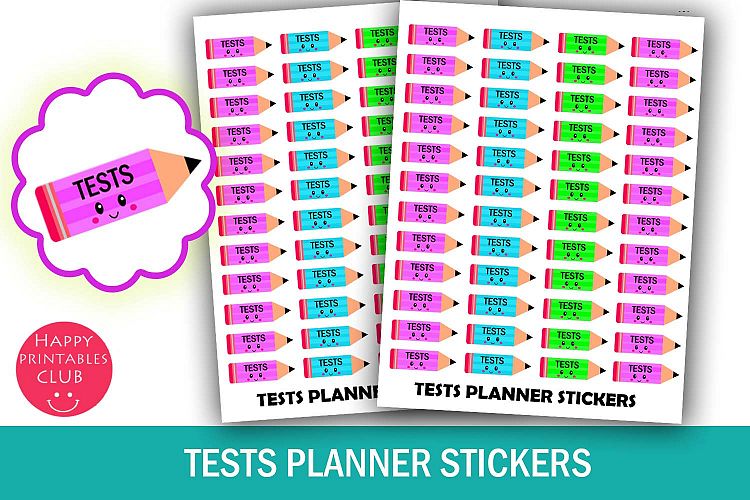School Tests Planner Stickers- Cute Kawaii Tests Stickers
