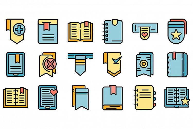 Bookmark icons set vector flat example image 1