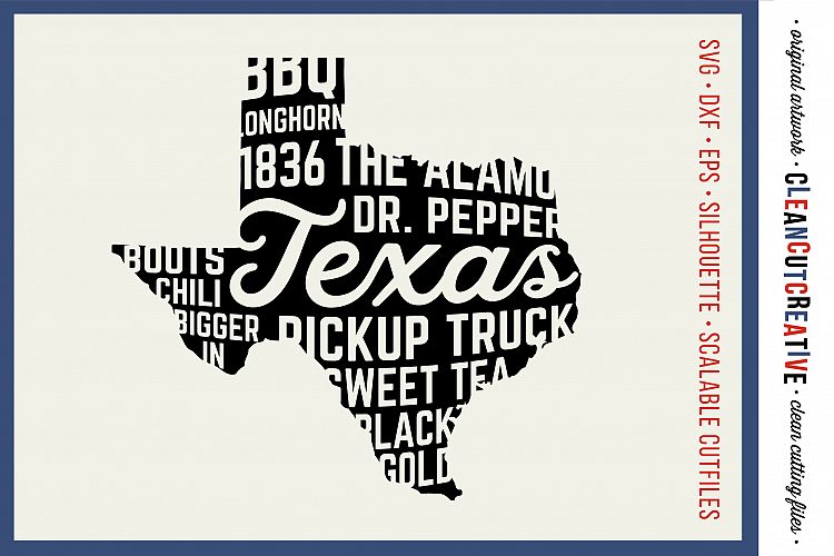 Texas State design - SVG DXF EPS PNG - Cricut & Silhouette - clean cutting files