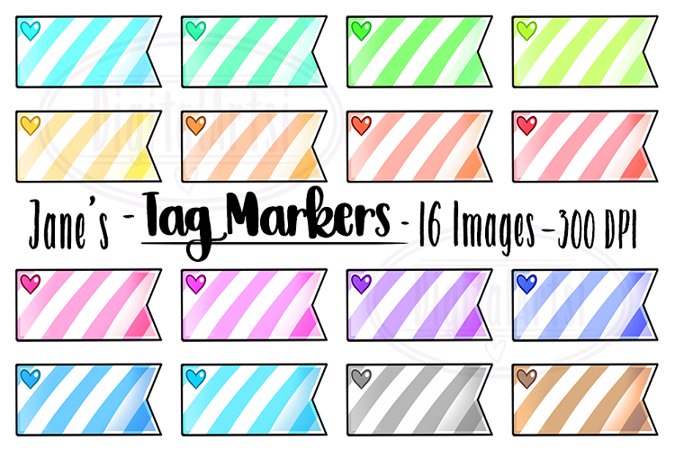 Kawaii Tag Markers Clipart