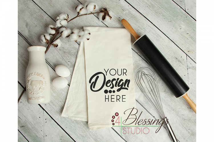 Kitchen Towel Mockup, Flour Sack Towels Mockup, Tea Towel