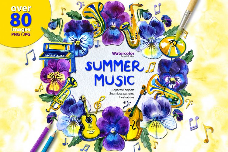 Watercolor big summer musical set