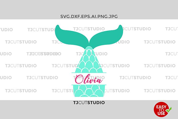 Mermaid Tail SVG, Mermaid Monogram SVG, Split Mermaid Monogram Svg, Files for Silhouette Cameo or Cricut, Commercial & Personal Use.