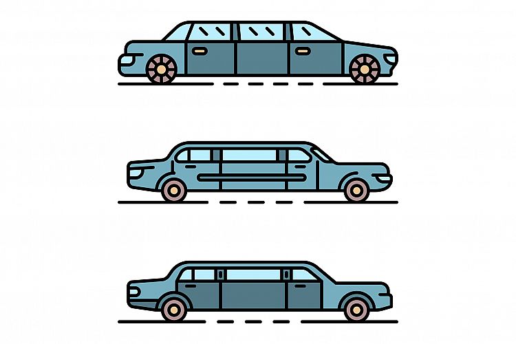 Limousine icons set vector flat example image 1