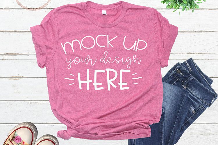 Mock up Bella Canvas 3001 Heather Raspberry Unisex Mockup