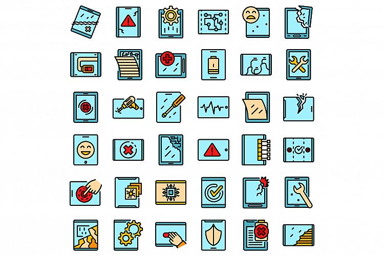 Tablet repair icons set vector flat example image 1