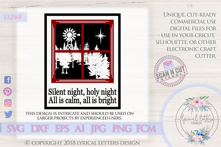 NEW! Farmhouse Christmas Silent Night Windmill SVG LL256F