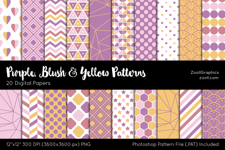 Purple, Blush And Yellow Digital Papers