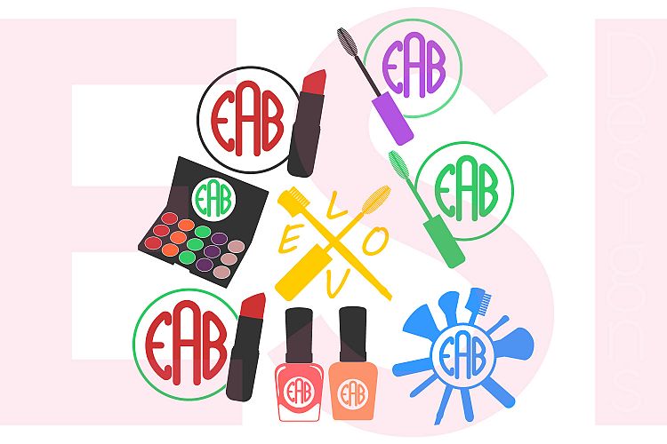 Make Up and Beauty Monogram Designs Set