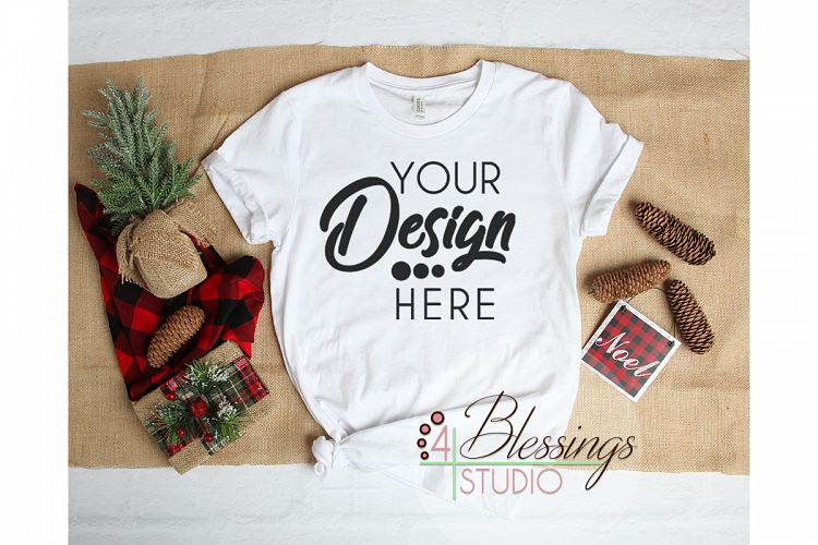 Christmas White TShirt Bella Canvas Mockup 3001 Unisex Shirt