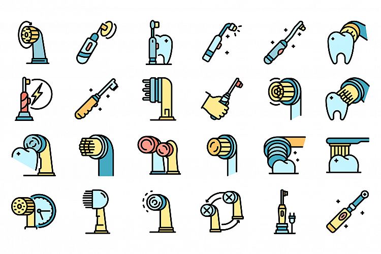 Electric toothbrush icons set vector flat example image 1