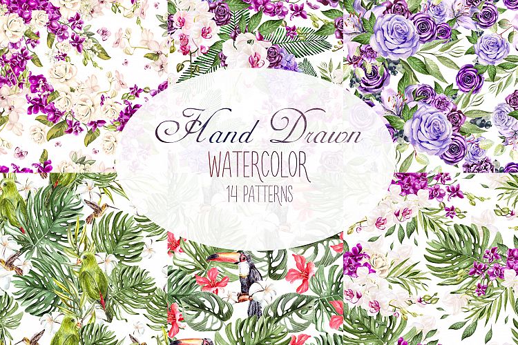 Hand Drawn Watercolor 14 PATTERNS