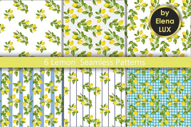 Lemon seamless patterns