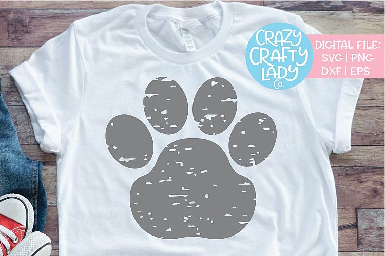 Grunge Paw Print Distressed SVG DXF EPS PNG Cut File (293981) | Cut