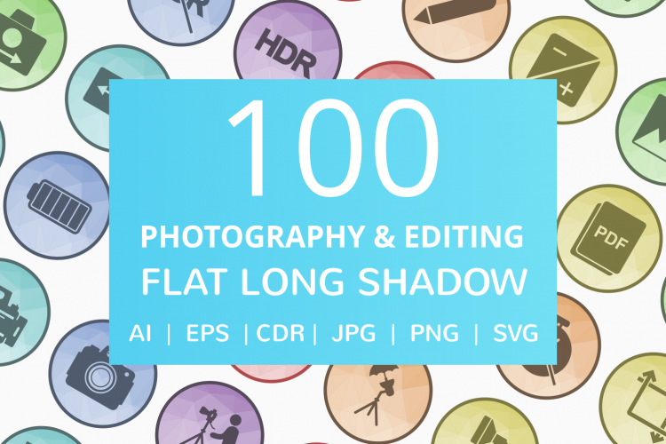 100 Photography   Picture Filled Low Poly Icons