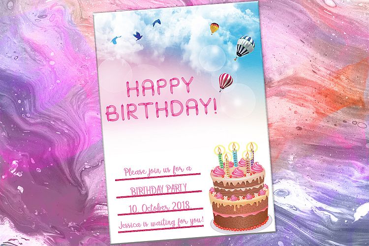 Happy Birthday Card, Party Card, Digital Download